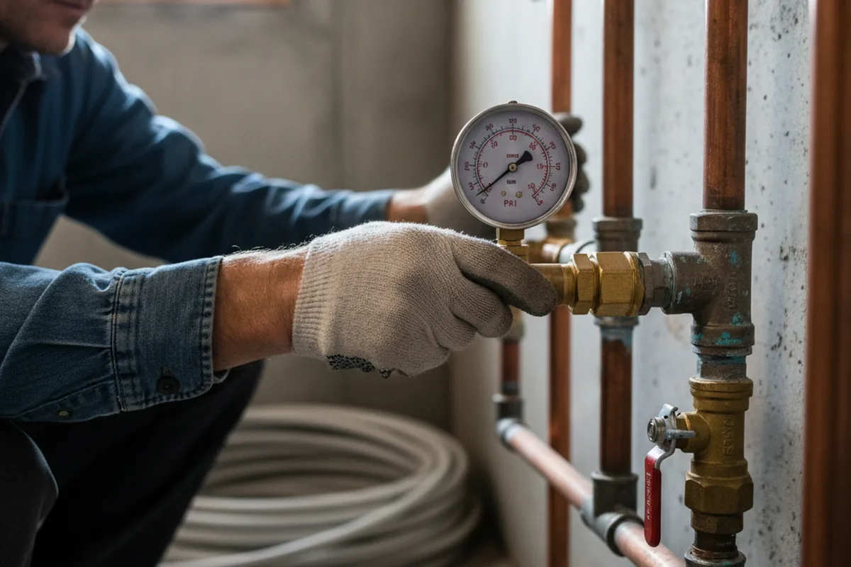 Pressure testing a repaired line during Water Line Repair in Trappe